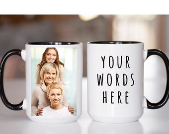 Custom Photo Mug Grandma, Personalized Photo for Grandma, Photo Mug Mom, Mug With Photo and Text, Personalized Photo Coffee Mug, Picture Cup