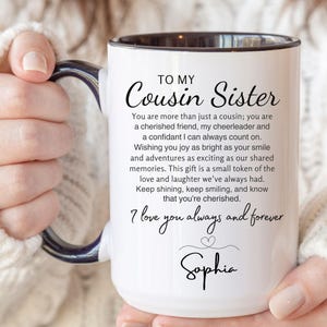 Cousin Sister Mug | Personalized Gift for Best Friend, Heartfelt Family Appreciation Coffee Cup | Birthday Christmas Gift