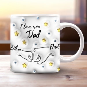 Personalisierte Papa Kaffeetasse, Papa Tasse mit Kindernamen, Vatertagsgeschenk von Kindern, Papa und Kinderhände Tasse, Papa Geschenk von Kindern, Papa Kaffeetasse
