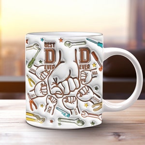 Personalisierte Papa Kaffeetasse, Papa Tasse mit Kindernamen, Vatertagsgeschenk von Kindern, Papa und Kinderhände Tasse, Papa Geschenk von Kindern, Papa Kaffeetasse