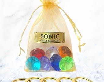 Set of Sonic Chaos Emeralds, cosplay gems, Vase fillers, Party favors