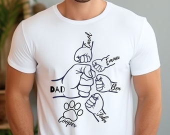 Custom Fist Bump Dad Shirt, Dad Shirt With Kids Names, Father's Day Gift, New Dad Shirt, New Dad Gift, Personalized Grandpa Shirt