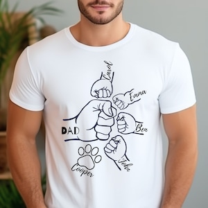 Custom Fist Bump Dad Shirt, Dad Shirt With Kids Names, Father&#39;s Day Gift, New Dad Shirt, New Dad Gift, Personalized Grandpa Shirt
