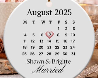 Ornement de date de mariage, Ornement personnalisé, Ornement de mariage, Ornement de couple, Ornement de noms, Cadeau de mariage, Cadeau de couple, Souvenir de couple