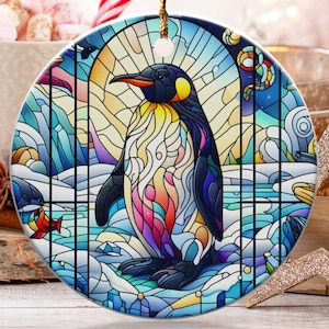 Penguin Ornament, Colorful Bird Art, Unique Holiday Gift, Christmas Tree Decoration, Winter Animal Decor, Keepsake, Christmas tree Heirloom