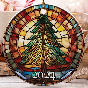 Christmas  Ornament, Christmas Decoration, Holiday Gift Idea, Heirloom Keepsake, Round Ceramic, Gift Exchange, Gift Idea, Xmas Tree