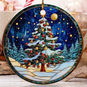 Snowy Christmas Tree Ornament, Festive Holiday Decor, Winter Scene Ornament, Christmas Gift Idea, Unique Ornament, Xmas Gift idea, Keepsake