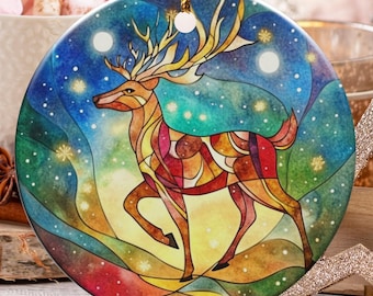 Deer Ornament, Winter Scene Ornament, Art Ornament, Animal Ornament, Holiday Ornament, Unique Ornament, Christmas Ornament, Gift idea