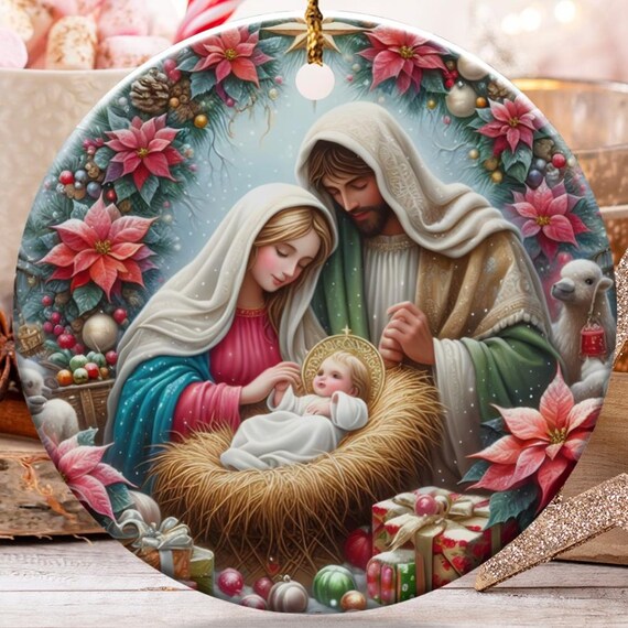 Nativity Scene Ornament, Holy Family Ornament, Christmas Ornament