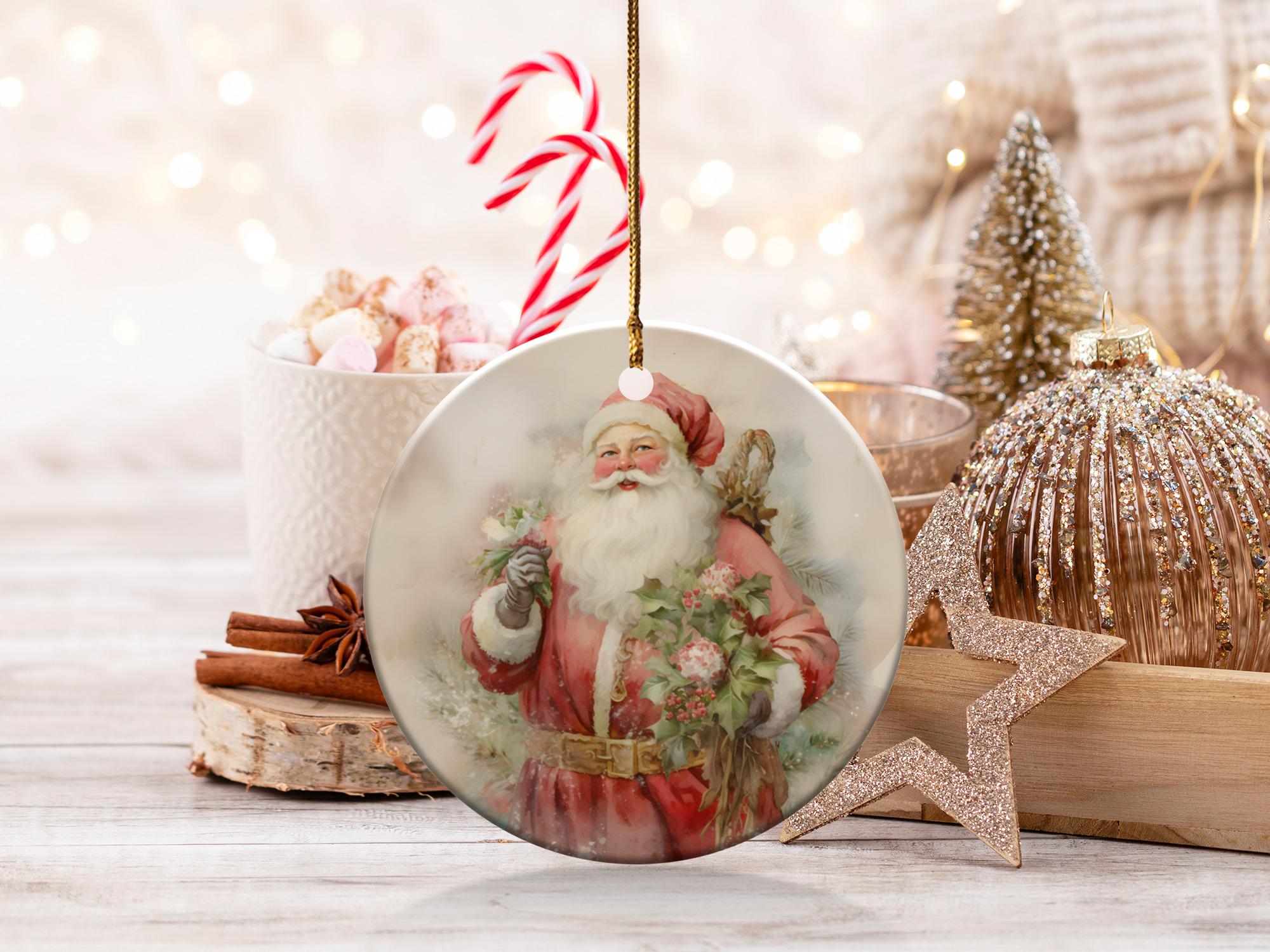 Set De Décorations Vintage Pour Gâteaux De Noël - Père Noël, Sapin, Houx - Occasion