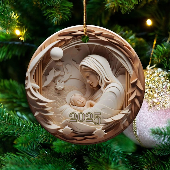 Weihnachten 2025 Ornament, Weihnachtsdekoration, Urlaub Geschenk Idee, Erbstück Andenken, Runde Keramik, Geschenkbörse, Geschenkidee, Weihnachtsbaum