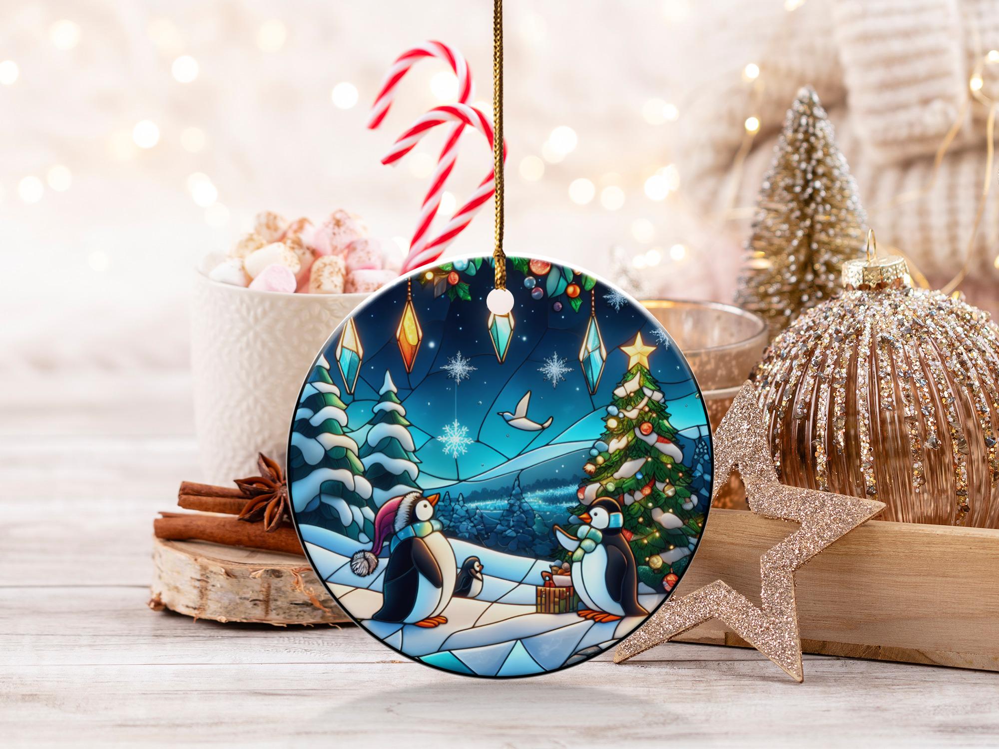 【お値下げしました！】プレゼントを届けるペンギンさんのクリスマスオーナメント① ペンギンのクリスマスオーナメント、冬の風景、ホリデーデコレーション