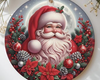 Santa Claus Christmas Ornament, Traditional Rustic Holiday Decor, Jolly Saint Nick Xmas Gift, Festive Family Keepsake