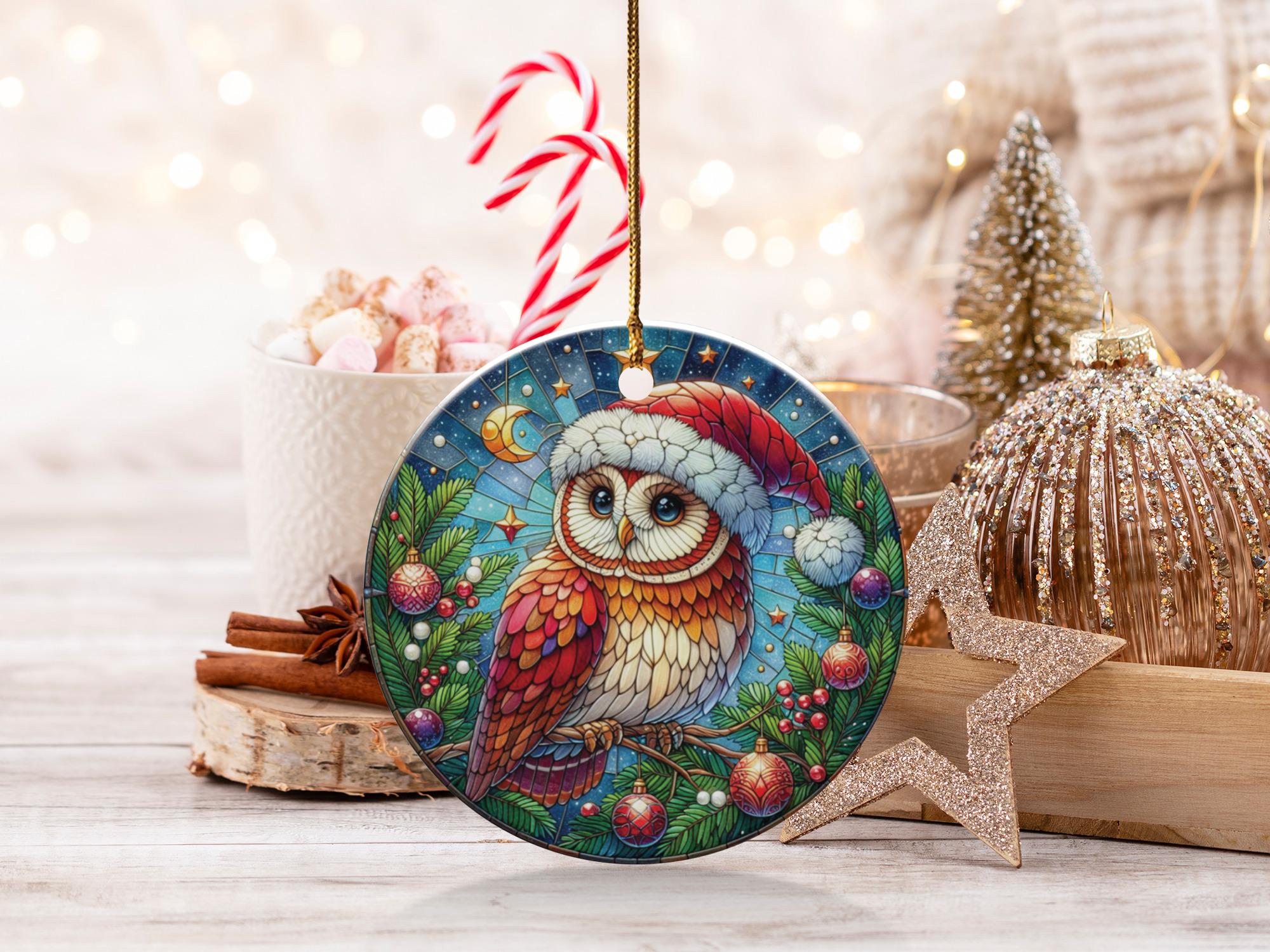 オカベマキコ　クリスマスツリー　ガラス　フクロウモチーフ付き オカベマキコ クリスマスツリー ガラス フクロウモチーフ付き Amazon