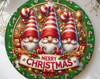 Christmas Gnome Ornament, Merry Christmas Holiday Decor, Cute Gnome Tree Decoration, Festive Winter Wonderland Gift Idea