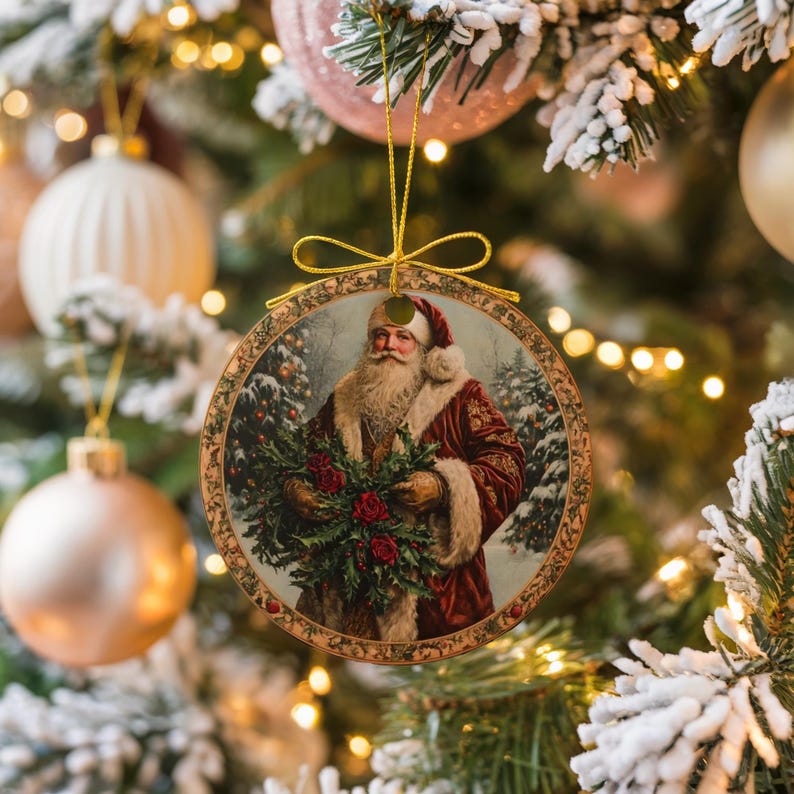 Vintage Santa Claus Christmas Tree Ornament, Holiday Decoration, Festive Holiday Decor, Old World Santa Ornament
