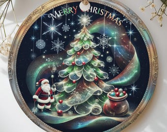 Magical Christmas Tree Ornament, Glowing Santa & Snowflakes, Unique Holiday Decor, Festive Family Keepsake Gift