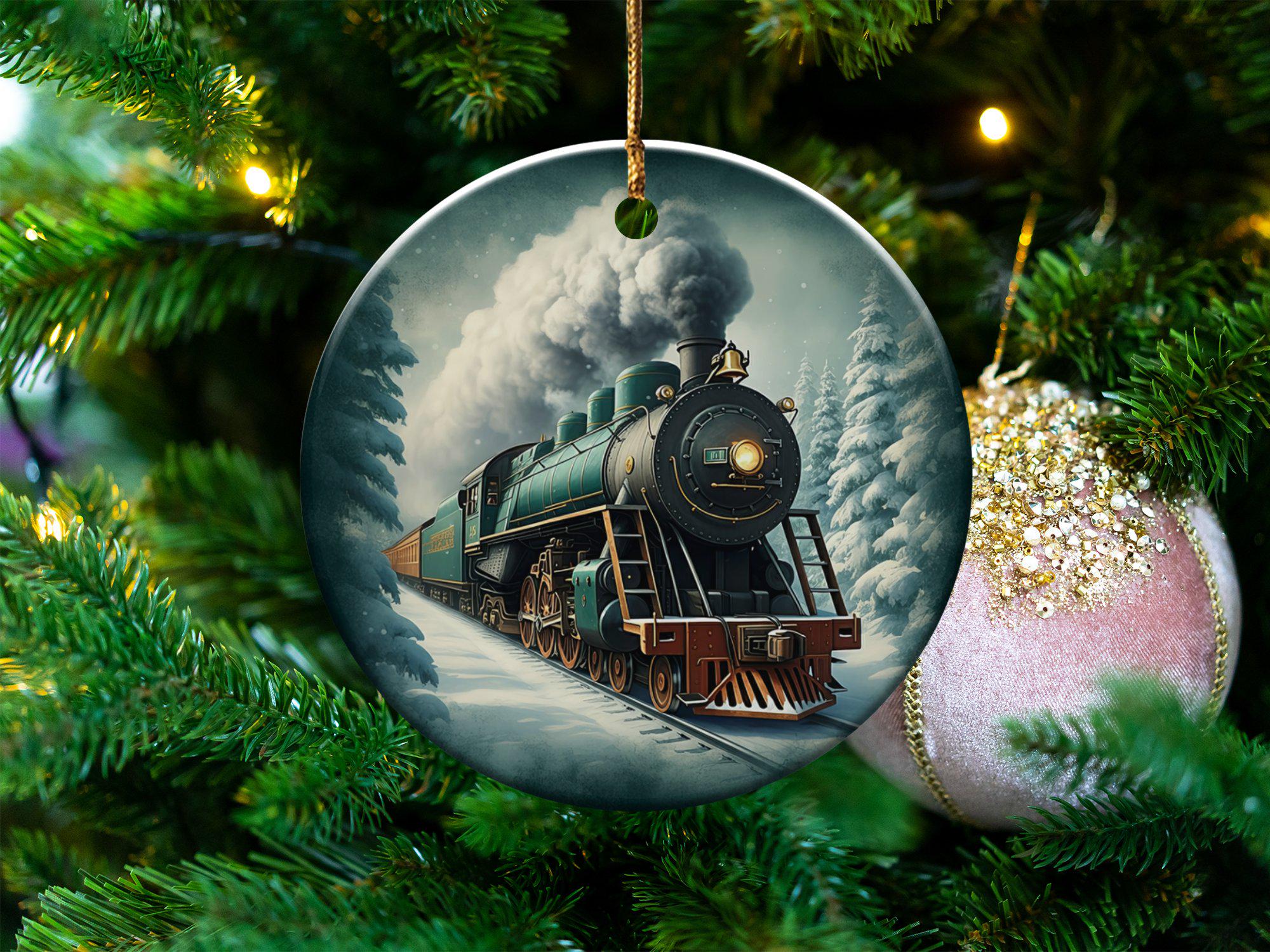 ヴィンテージ列車オーナメント、蒸気機関車オーナメント、クリスマス