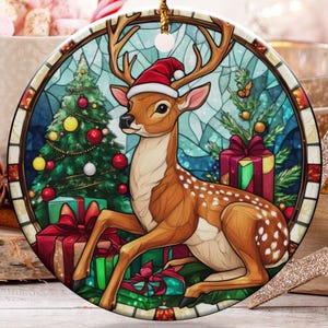 Décoration de cerf, Décoration de Noël, Décoration de renne, Décoration des fêtes, Idée cadeau, Décoration de Noël, Ornement de fête, Cerf avec bonnet de Noel