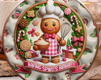 Gingerbread Baker Ornament, Christmas Ornament, Holiday Decoration, Baking Spirits Bright Ornament, Christmas Gift for baker