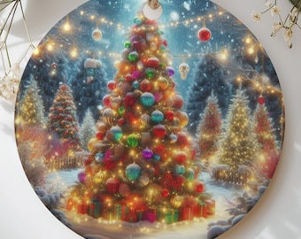Magic Christmas Tree Ornament, Glowing Winter Wonderland Holiday Keepsake, Festive Xmas Tree Decor, Faux Light Snow Scene Christmas Gift