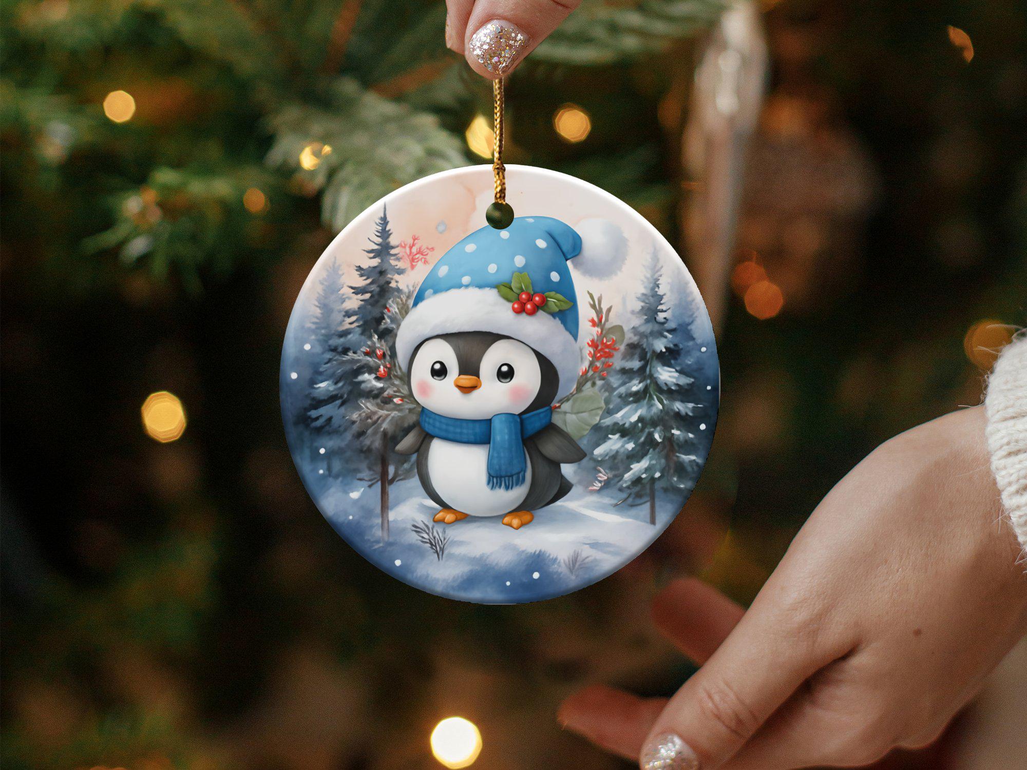 冬のペンギンのオーナメント、ホリデーデコレーション、クリスマス