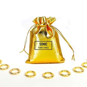Sonic - Gold 9 Mini Metal Power Rings - Game Figure Display