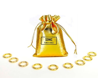 Sonic - Gold 9 Mini Metal Power Rings - Game Figure Display