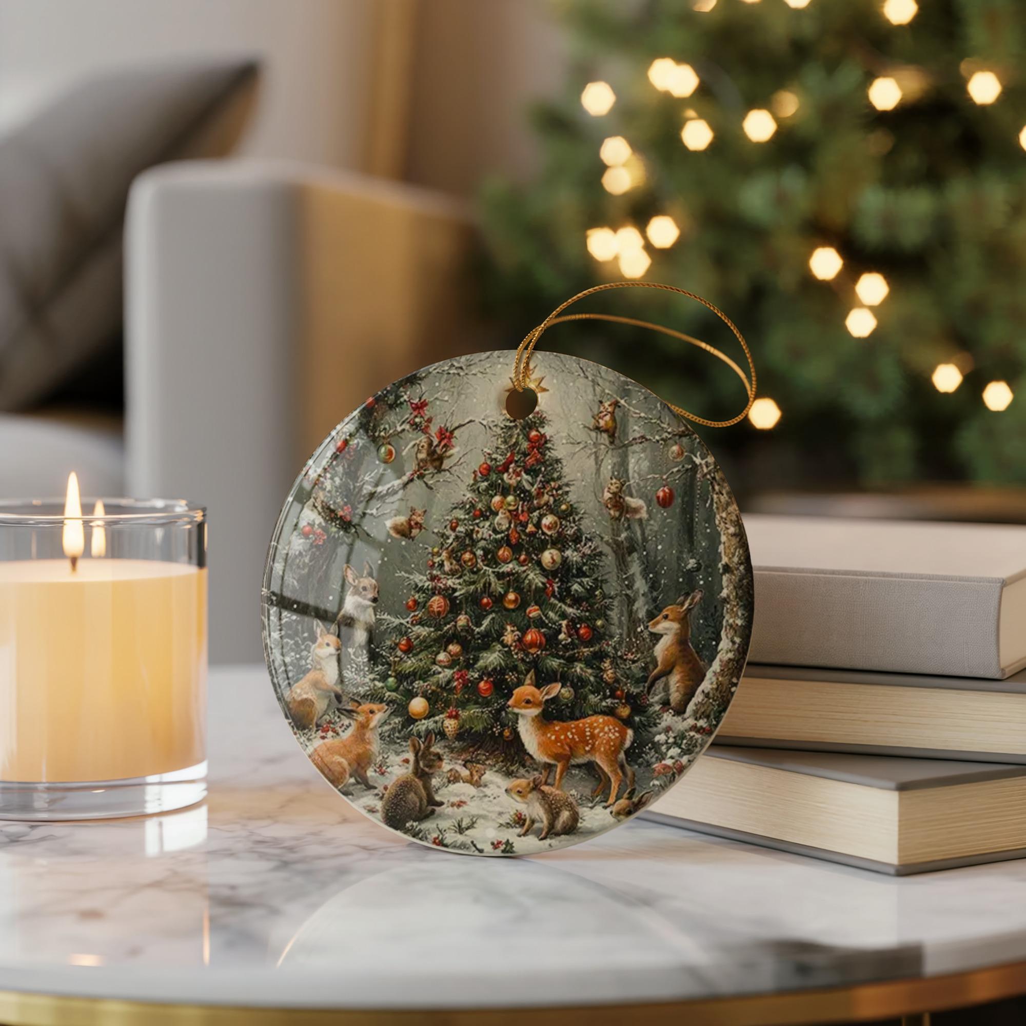 Winter Wonderland Ornament, Forest Animals Christmas Tree, Deer