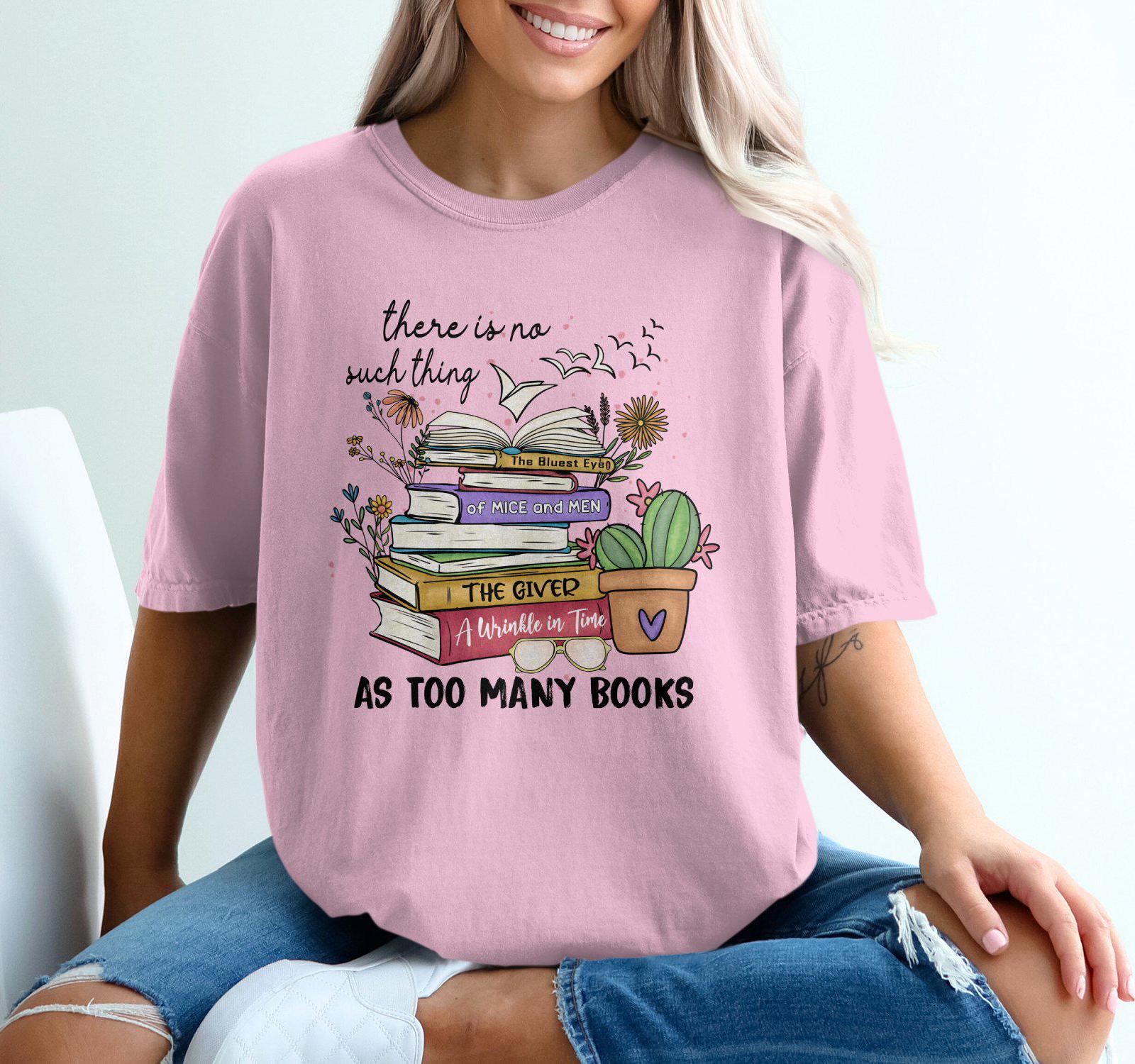 Comfort Colors Book Lover T-shirt, Book Stack Graphic Tee, Reading