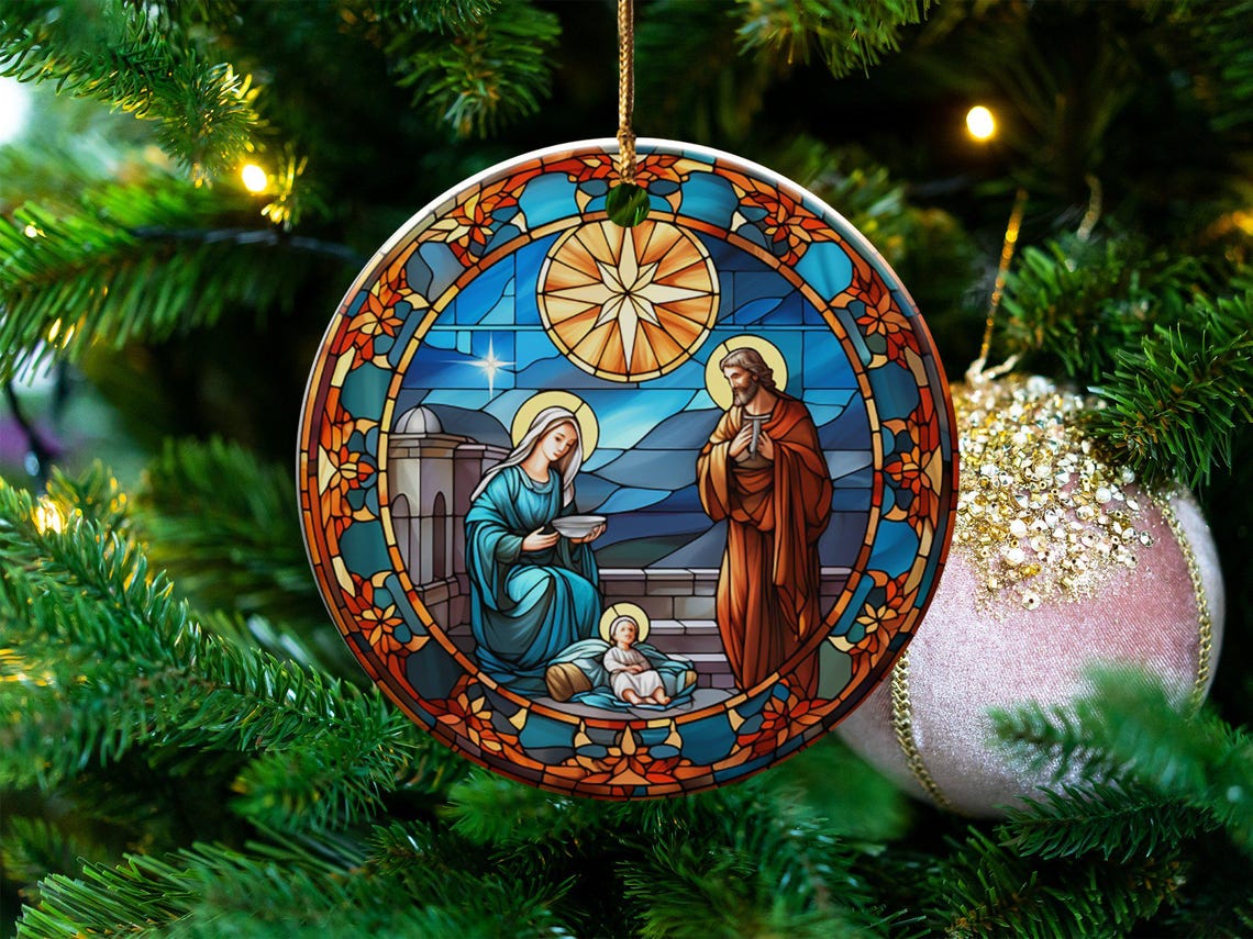 Nativity Scene Ornament, Christmas Tree Decoration, Religious Christmas ...