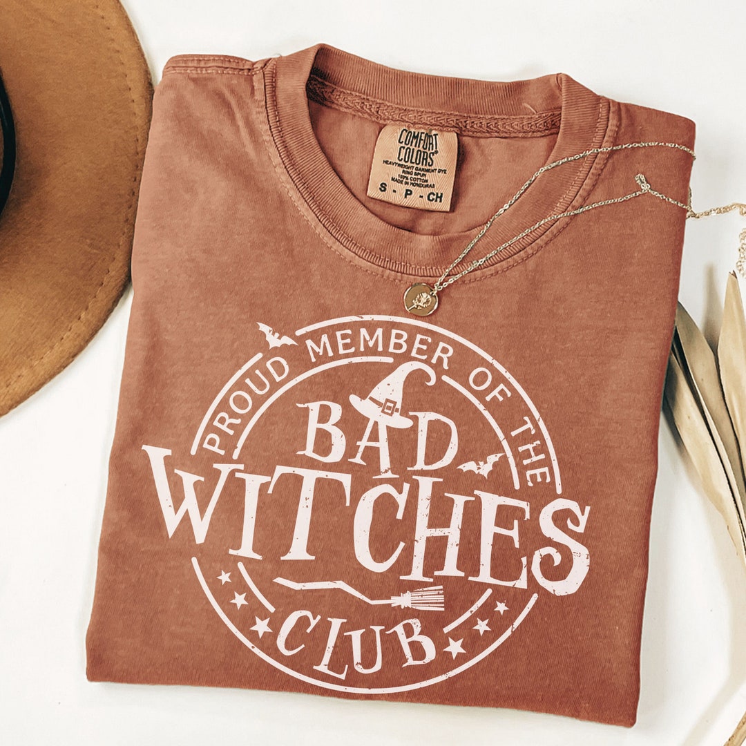 Comfort Colors Bad Witches Club T-shirt, Halloween Witch Graphic Tee ...