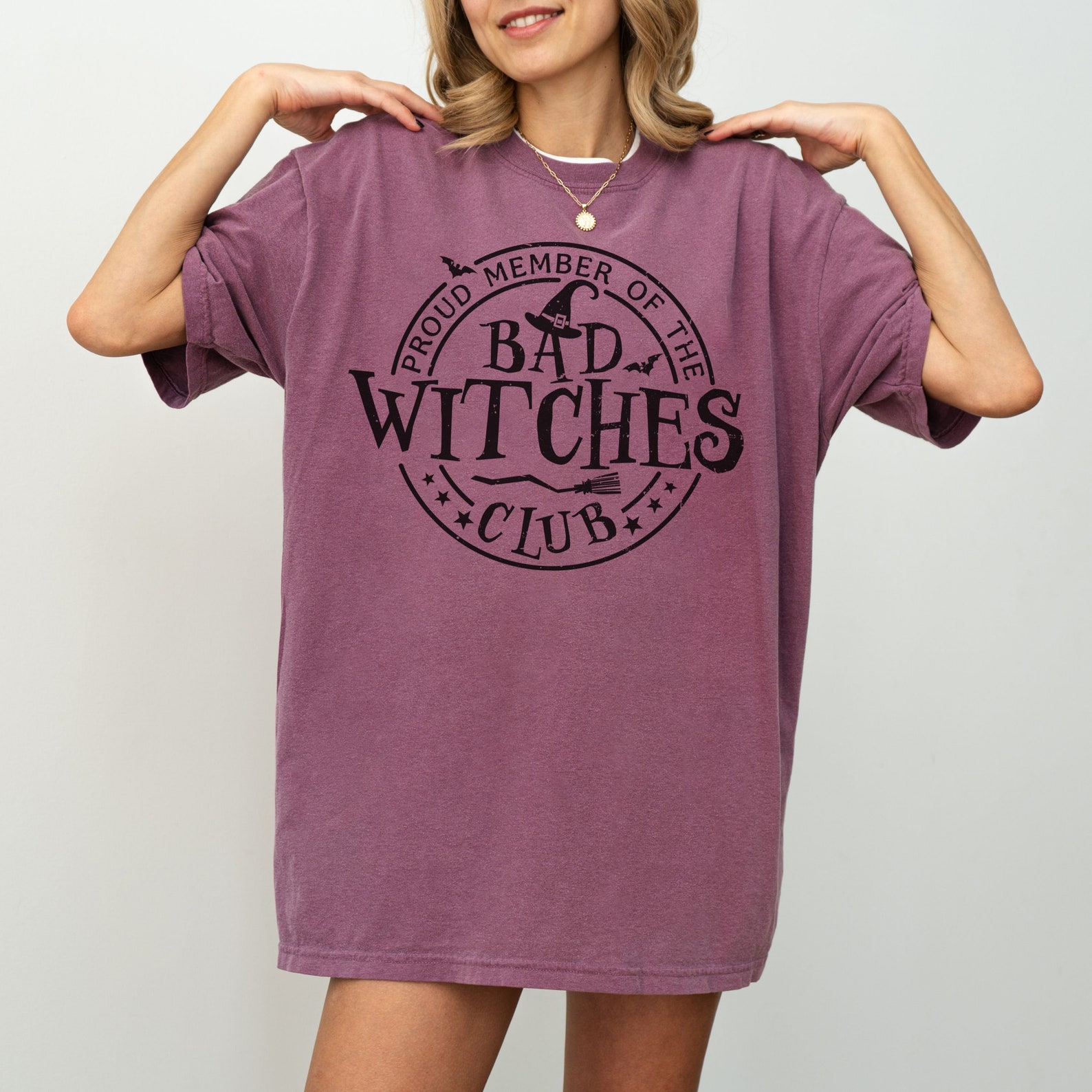Comfort Colors Bad Witches Club T-shirt, Witch Themed Graphic Tee ...