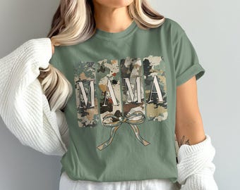 Comfortkleuren Moederdagcadeau Camo Mama T-shirt Trendy moedershirt Schattig grafisch T-shirt Vintage Camouflage Mom Life Shirt cadeau