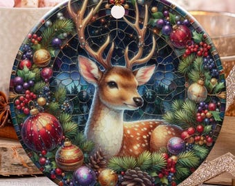 Deer Christmas Ornament, Holiday Decoration, Animal Ornament, Winter Ornament, Unique Gift, Festive Decor, Reindeer Gift, Xmas Ornament