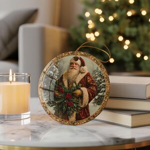 Vintage Santa Claus Christmas Ornament, Holiday Tree Decoration, Festive Home Decor, Classic Santa Art, Christmas Tree Accessory