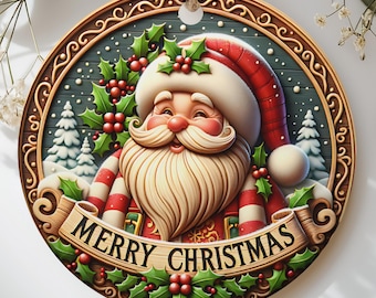 Jolly Santa Claus Christmas Ornament, Festive Holiday Decor, Merry Christmas Tree Decoration, Classic Winter Wonderland Gift