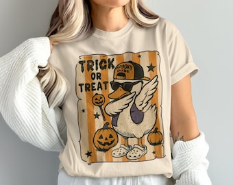 Läskig Dude Duck-t-shirt, Halloween-t-shirt, Bus eller godis-t-shirt, Halloween-ankt-t-shirt, rolig ankt-t-shirt, cool Halloween-design-t-shirt