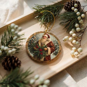 Vintage Santa Claus Christmas Ornament, Holiday Tree Decoration, Classic Festive Decor, Xmas Hanging Ornament, Season's Greetings