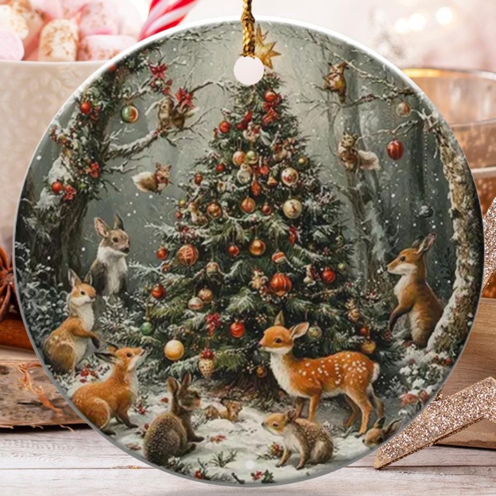 Winter Wonderland Ornament, Forest Animals Christmas Tree, Deer