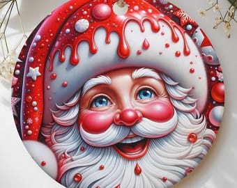 Santa Claus Ornament, Cute Christmas Decor, Whimsical Holiday Tree Bauble, Sweet Candy Drip Xmas Keepsake Gift, Festive Holiday Decoration