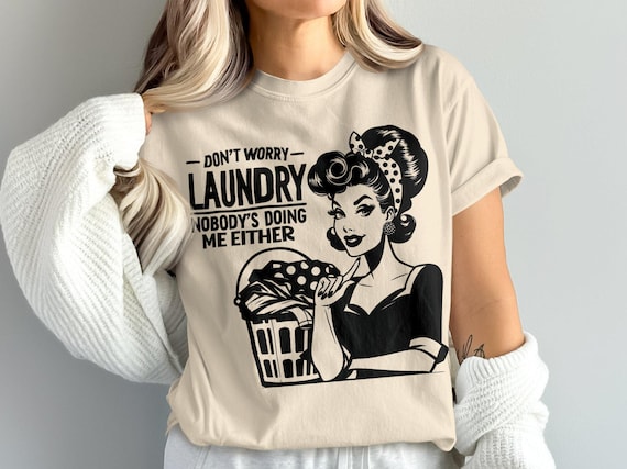 ビンテージ　レーヨン　Tシャツ　トリコロールカラー コンフォートカラーのおもしろランドリーTシャツ、レトロなランドリー