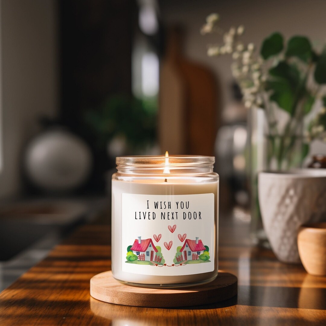 Lavendel-Duftkerze Mit Aufdruck 'I Wish You Lived Next Door' – Sojawachs, 266 Ml, 50h Brenndauer