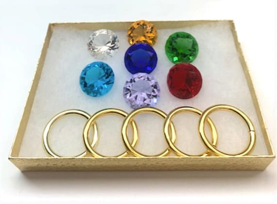 Sonic 7 Chaos Emeralds crystal and Power Rings IN A GIFT BOX 