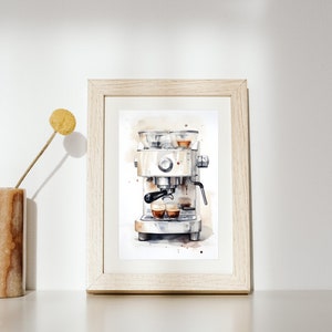 Coffee Maker Poster Coffee Lover Print Kitchen Wall Decor Aesthetic Wall Art Portafilter Machine Illustration Digital Download