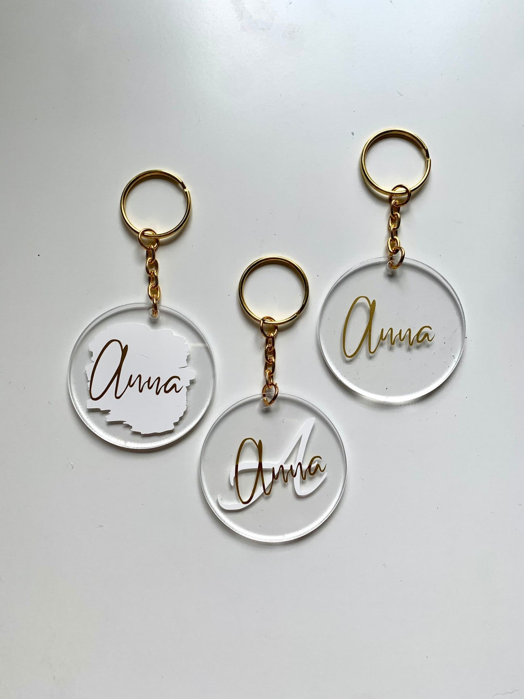 Personalized Round Keychain, Gift Tag, Acrylic, 5 Cm Etsy