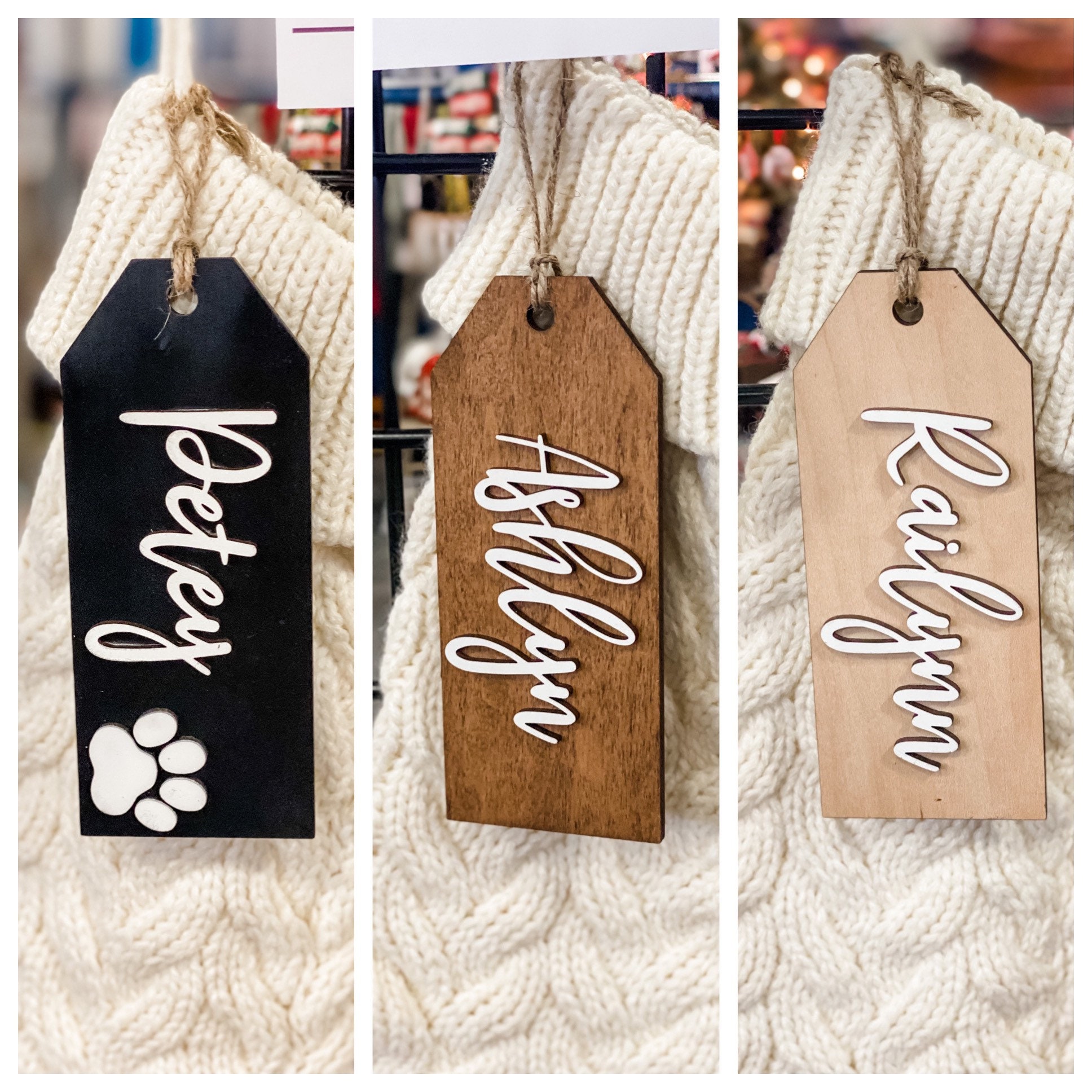 Wooden Stocking Name Tags, Personalized Stocking Name Tags, Farmhouse Stocking  Name Tags, Farmhouse Christmas Decor 