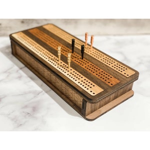 Cribbage Board Game with Storage | Handmade Card Game | Gifts for Him | Personalized Gift | Family Gift | Family Game Night