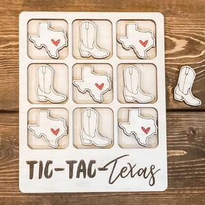 Texas Tic Tac Toe Game | State Tic Tac Toe Game | Texas Game | Coffee Table Game | Game Gift | Unique Game Gift | Family Game Night