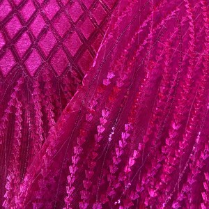 5 Yards African lace Fabric, African lace fabric, Embroidered Pink lace, Nigerian lace, Magenta lace Bild 5